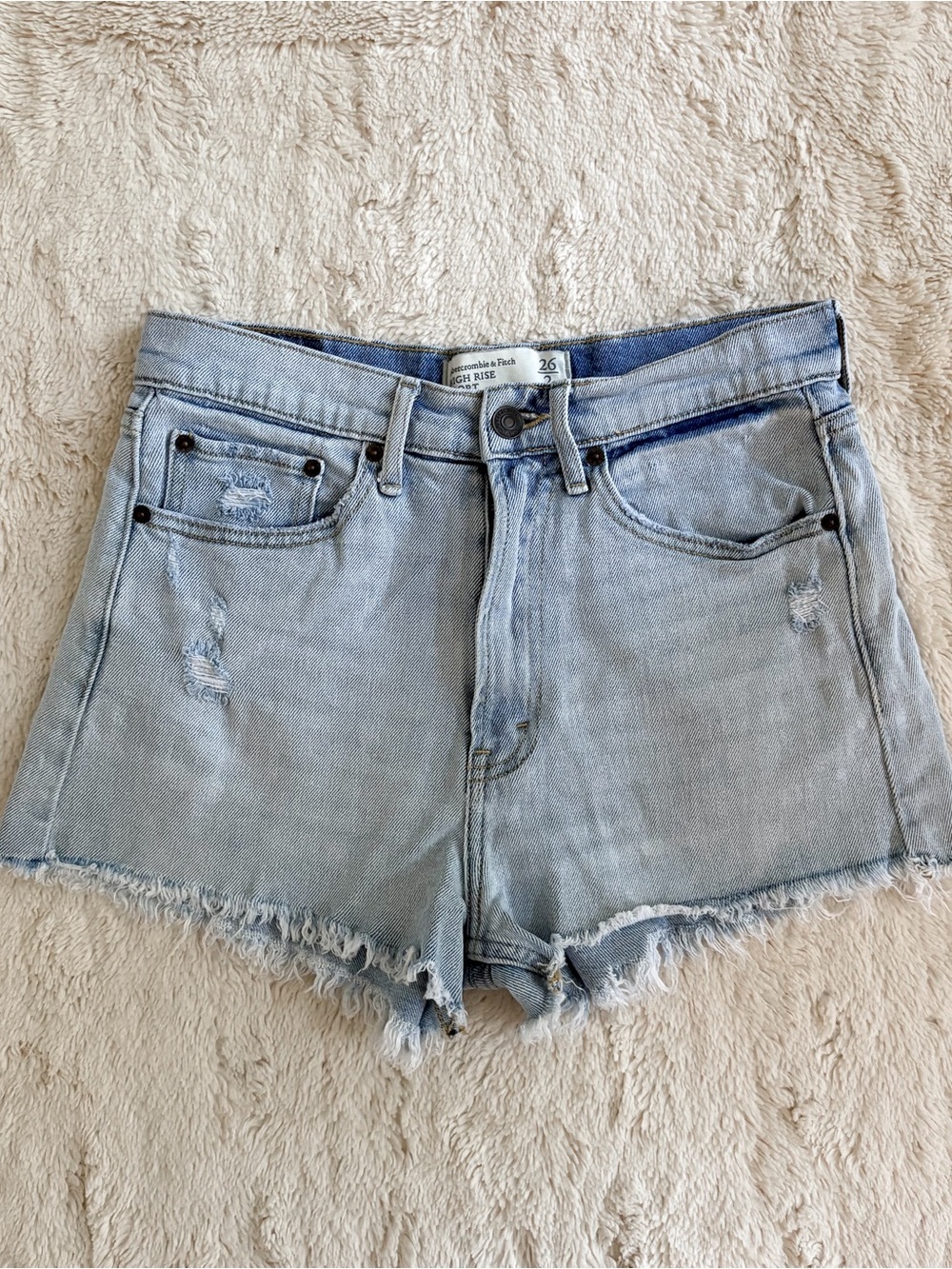 Abercrombie & Fitch Vintage Y2K High Rise Distressed Denim Shorts Size 26 - Picture 1 of 4